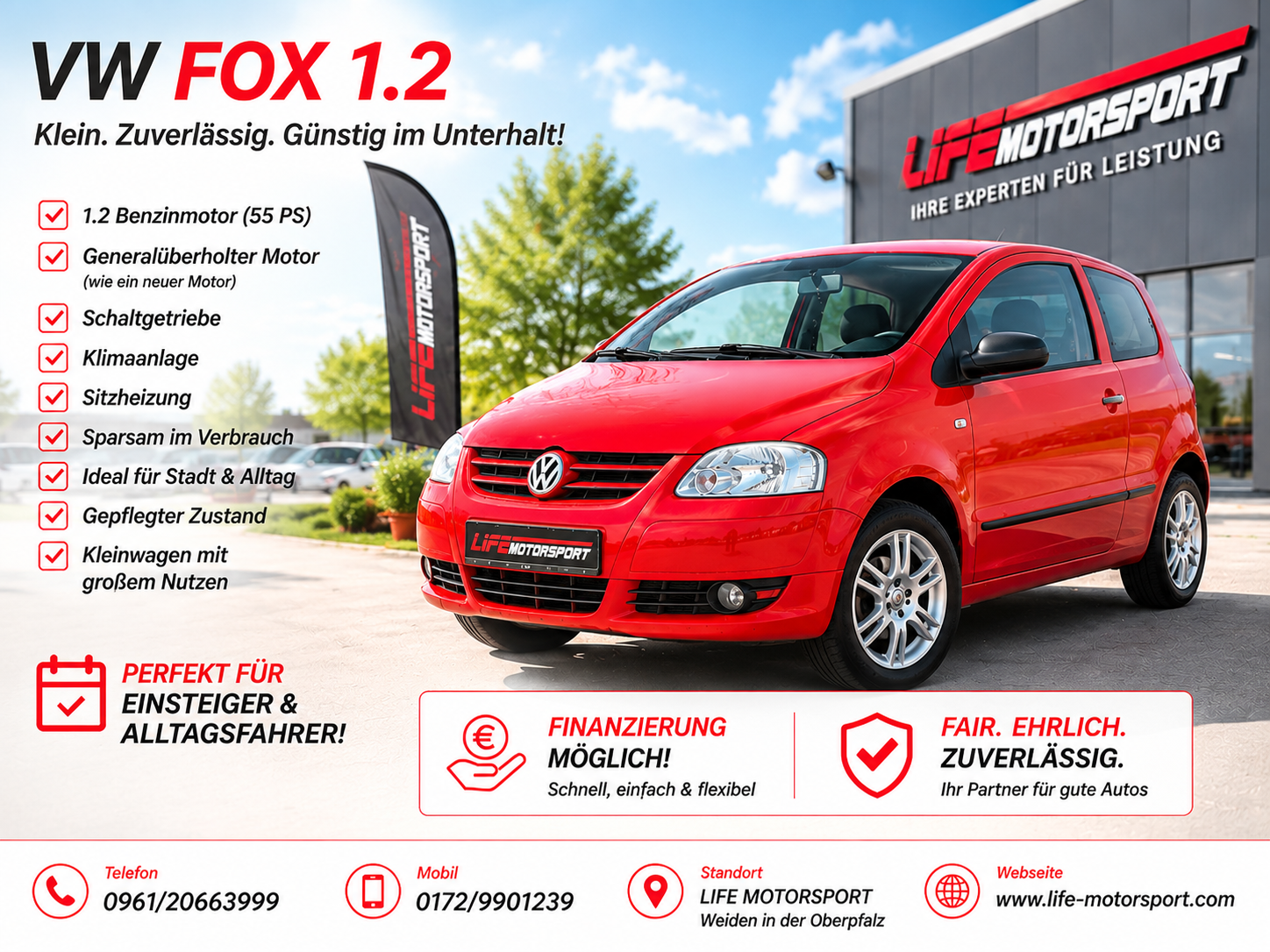 Gebrauchtwagen VW Fox 1,2i in rot